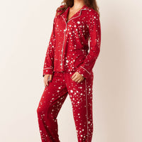 Winter Cloud Jersey PJ Set in Red Stars