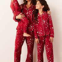 Winter Cloud Jersey PJ Set in Red Stars