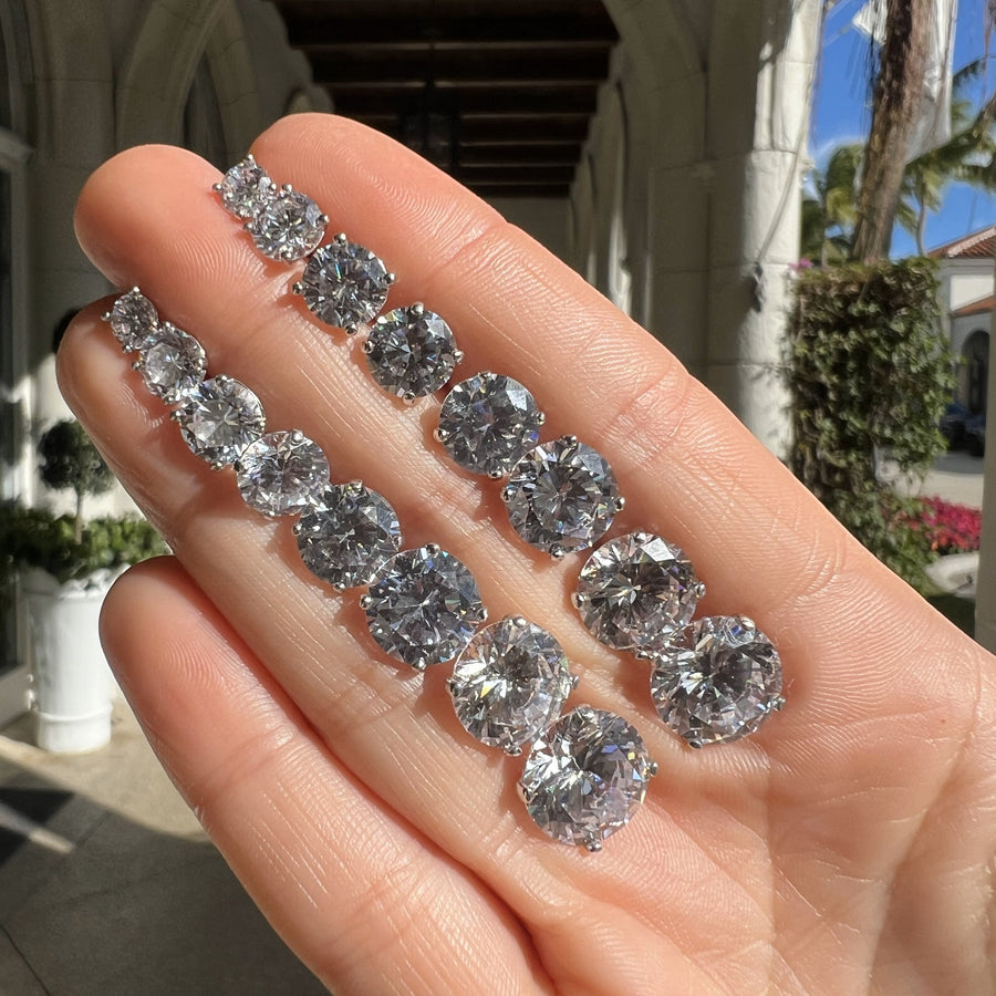 14K Faux Diamond Stud Earrings