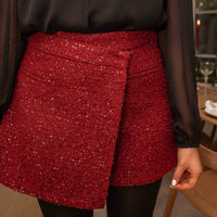 Burgundy Simon Tweed Skort