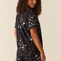 Maren Cloud Jersey PJ Set in Black Stars