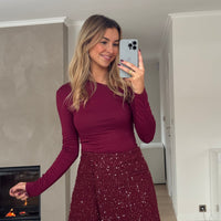 Burgundy Simon Tweed Skort