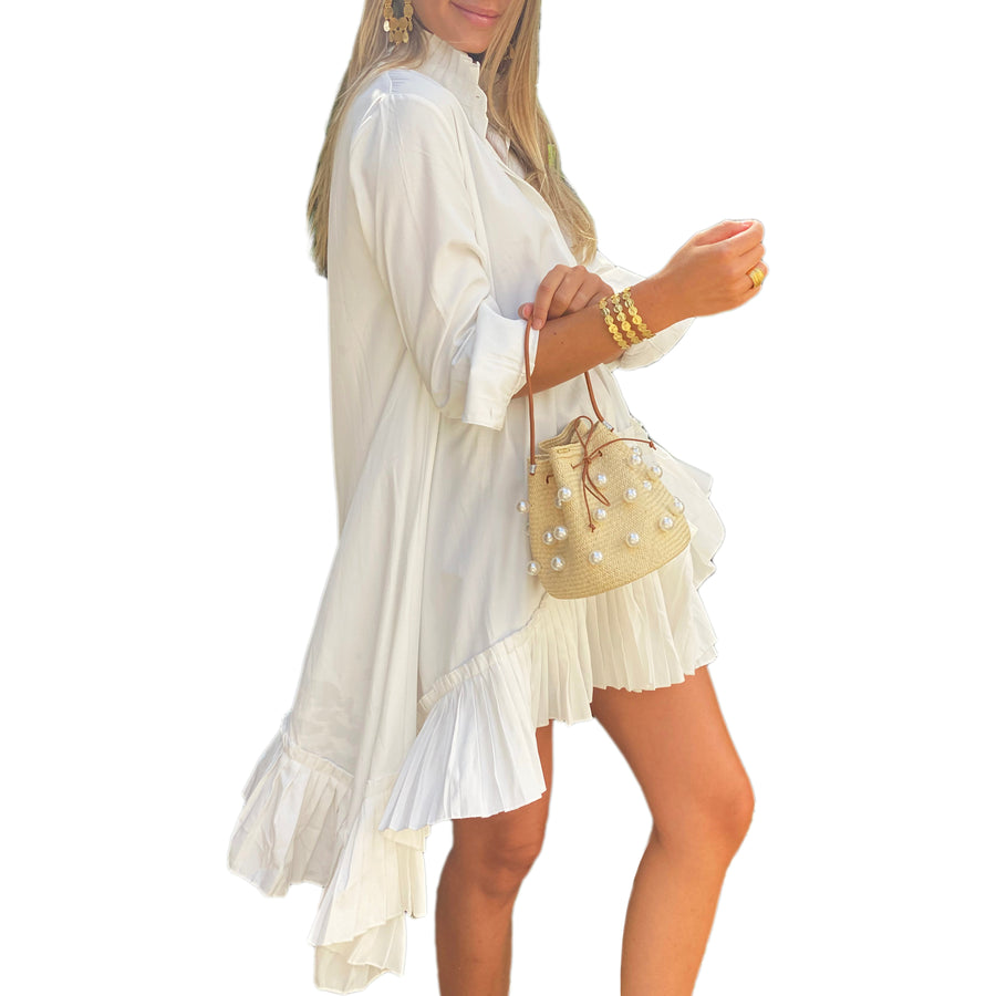 Asymmetrical Shirt Dress - White