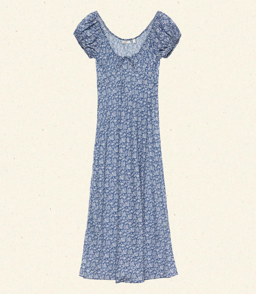 SOFIA DRESS -- BLUE PORCELAIN TEA FLORAL