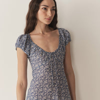 SOFIA DRESS -- BLUE PORCELAIN TEA FLORAL