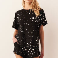 Taylor Cloud Jersey PJ Set in Black Stars
