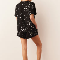 Taylor Cloud Jersey PJ Set in Black Stars