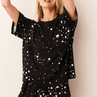 Taylor Cloud Jersey PJ Set in Black Stars