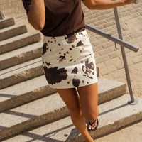 Ecru and Brown Cow Skirt